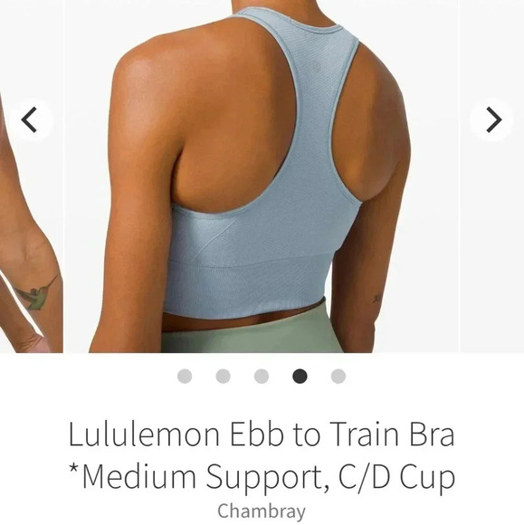 Lululemon Ebb to Train Bra Medium Support C/D Cup in Chambray Blue 4 - Picture 11 of 16